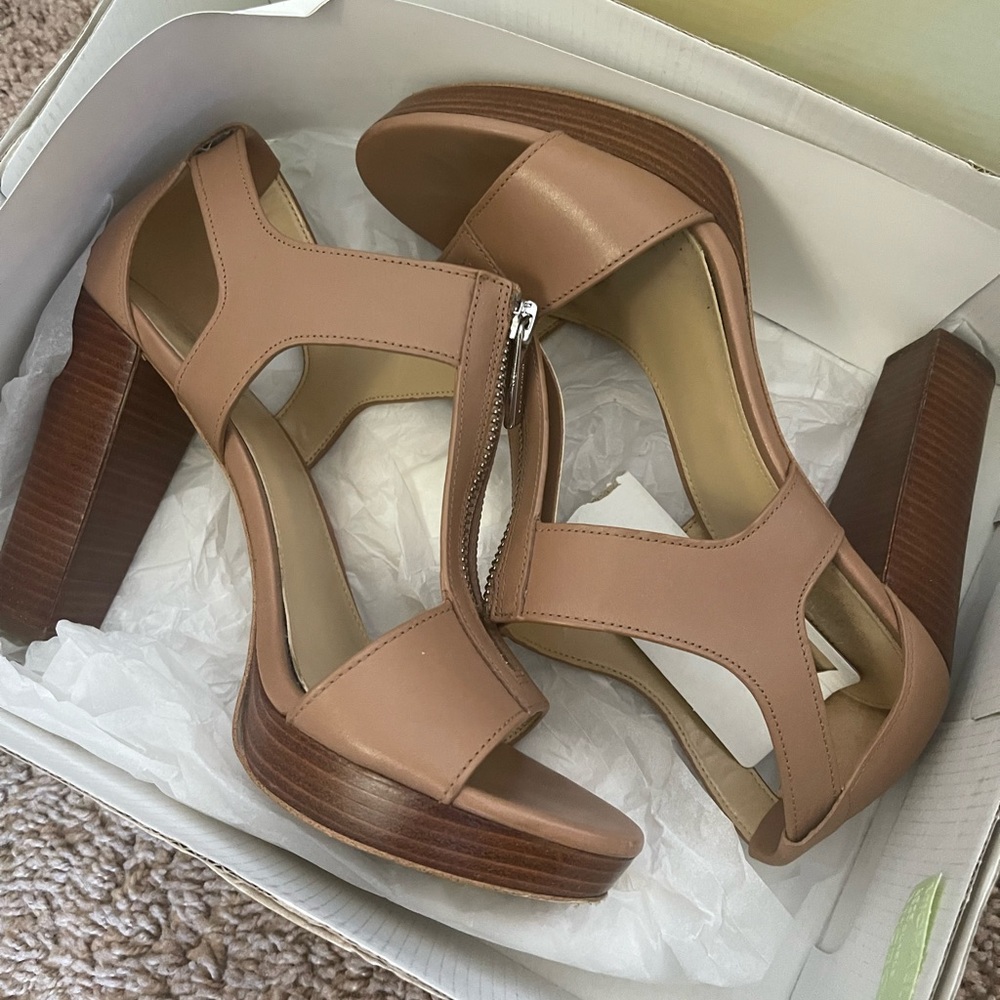 Michael Kors Tan Block Heel Sandals